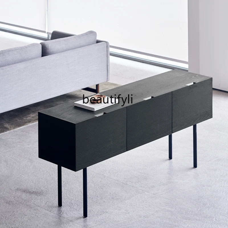 Modern Minimalist Sideboard Cabinet Dark Color Entrance Cabinet Japanese and Nordic Style Storage Cabinet