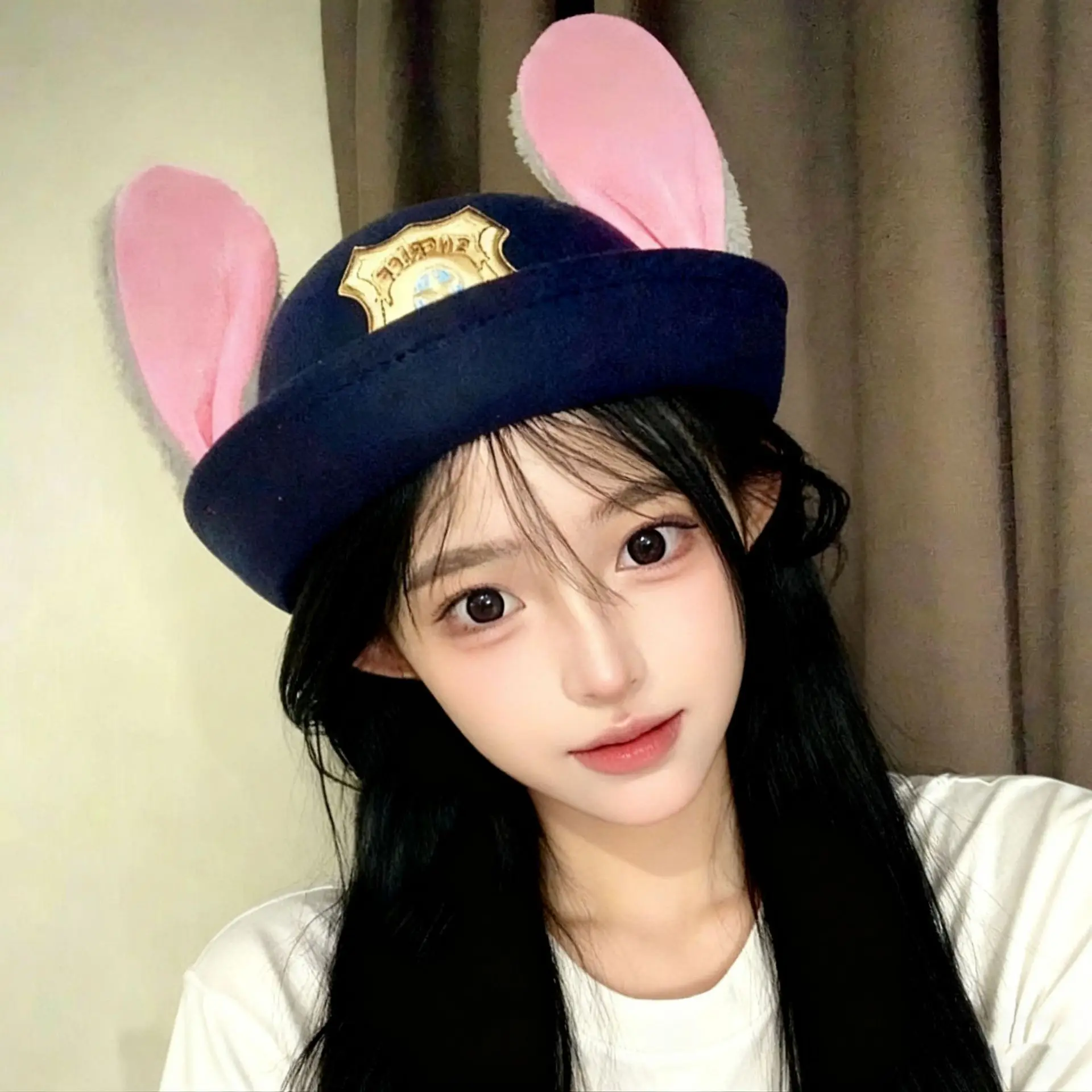 크리스마스 캐릭터 코스프레용 오피서 주디 모자 겨울 따뜻한 헤드피스 캡 귀여운 동물 토끼 귀 할로윈 모자