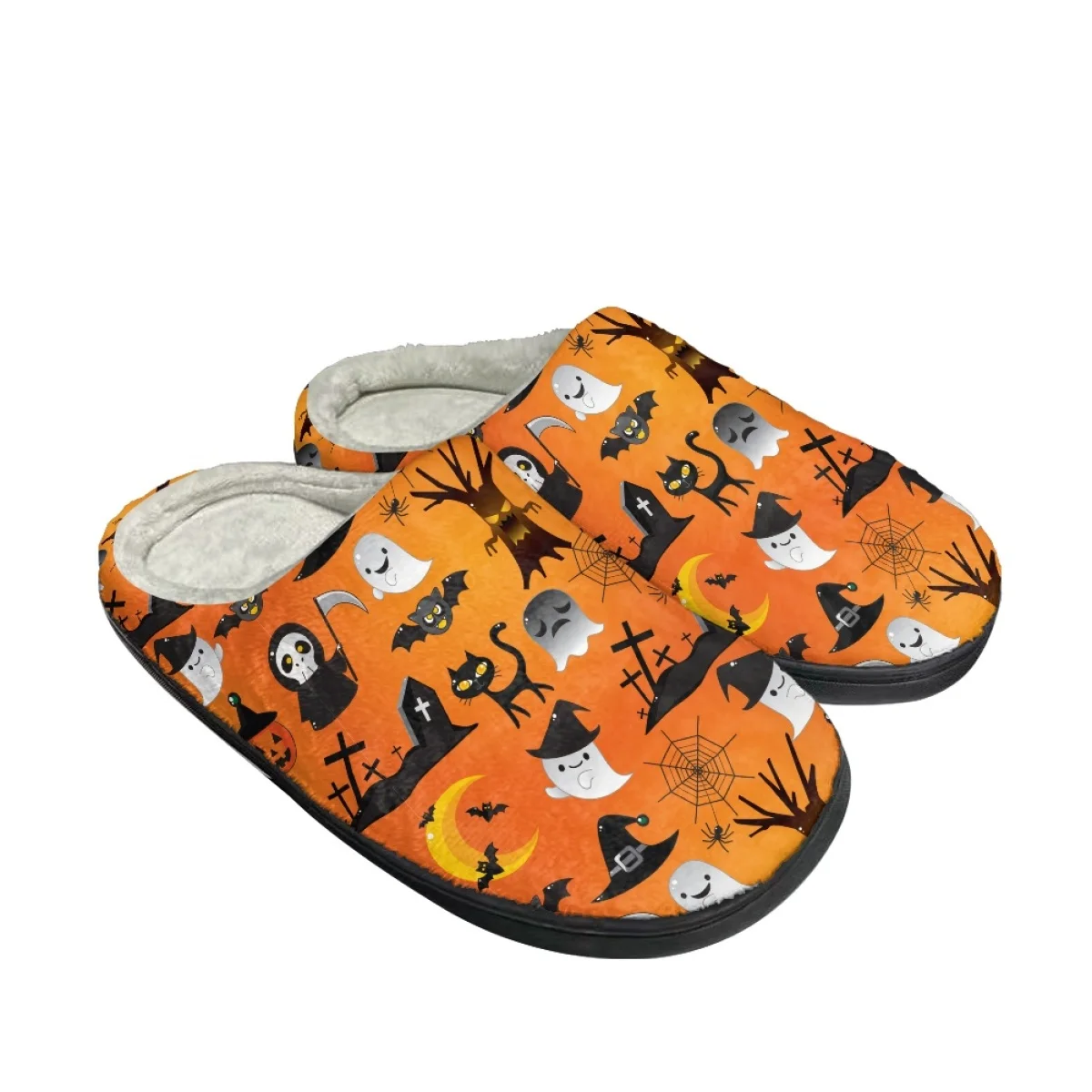 Halloween Gift Pumpkin Bat Witch Spider Pattern Winter Cotton Slipper Wear-Resistant Shoes Fashion Indigenous Keep Warm Slipper