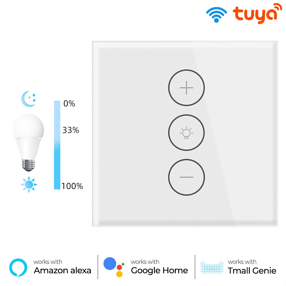 

Tuya WiFi Smart Dimmer Switch Light Wireless Touch Dimming Wall Control LED Remote OnOff EU Smart Life APP For Alexa Google Home