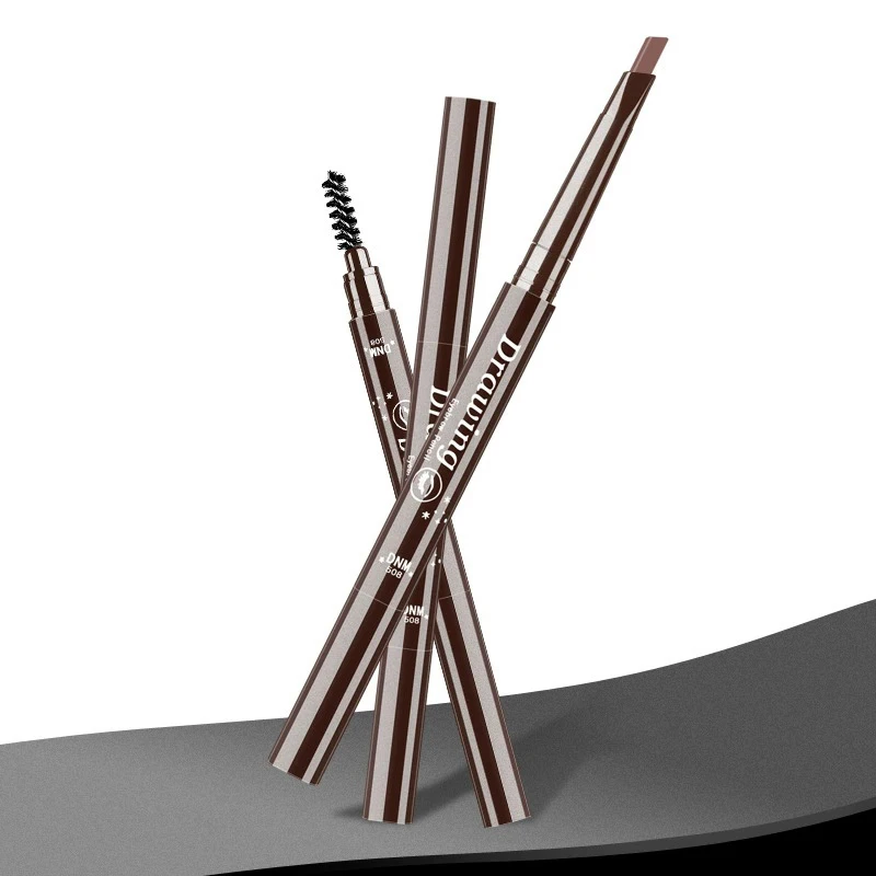 1Pc DNM Option Double-head Triangular Eyebrow Pencil With One Eyebrow Brush Naturally Easy To Color And Draw Brow Pencil 5-color