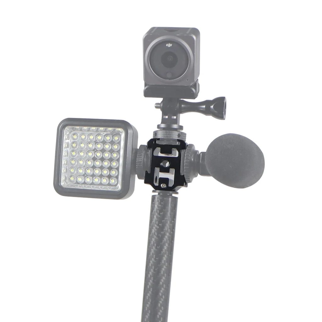 Kamera Blitzschuh Mount Adapter Aluminium Triple Cold Shoe Halterung Stativ Kugelkopf Monitor für DJI Mic 2 Studio Video Licht Stehen – Detail 8