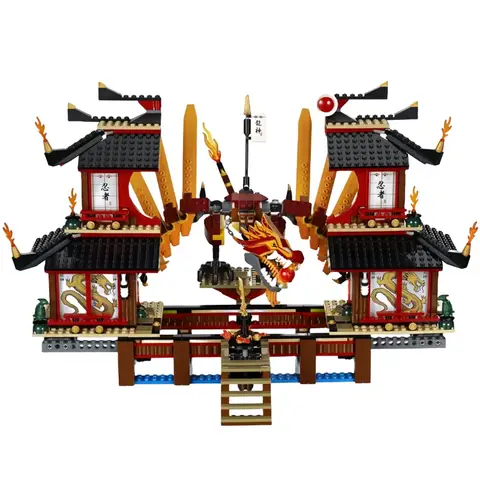 화염 사원 레드 드래곤 메카 어린이 교육 조립 빌딩 블록, 선물 장식 호환 모델 장난감, 1210 개