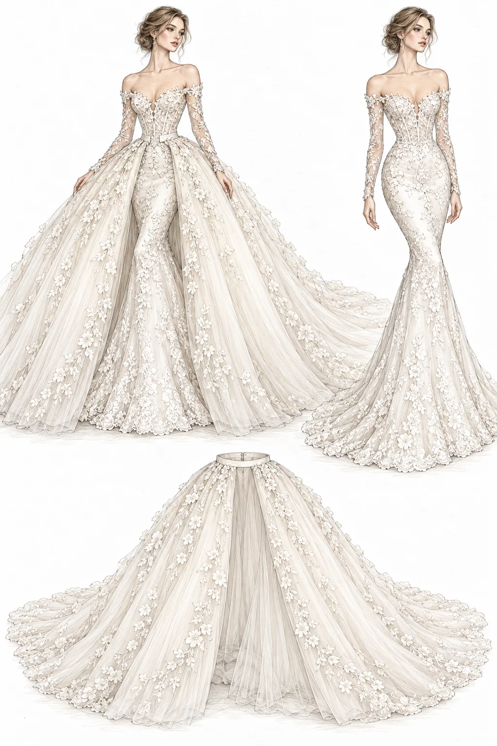 Customized Lace Applique Wedding Dresses Elegant Sweetheart Off The Shoulder For Women Charming Bridal Gowns Vestidos De Novia