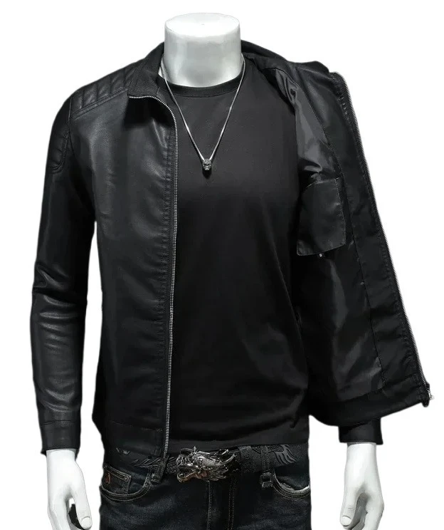 

Мужская кожаная куртка-бомбер 2026 для мотоциклистов, уличная одежда, бейсбольный стиль, повседневная куртка, осенняя ветровка для мужчин