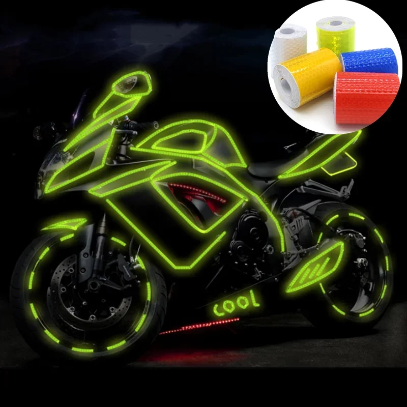 1 Roll 5cm*1m Reflective Tape Sticker Safety Mark Car Self Adhesive Warning Tape Motorcycle Bike Frame Car Decals Racing Stripe