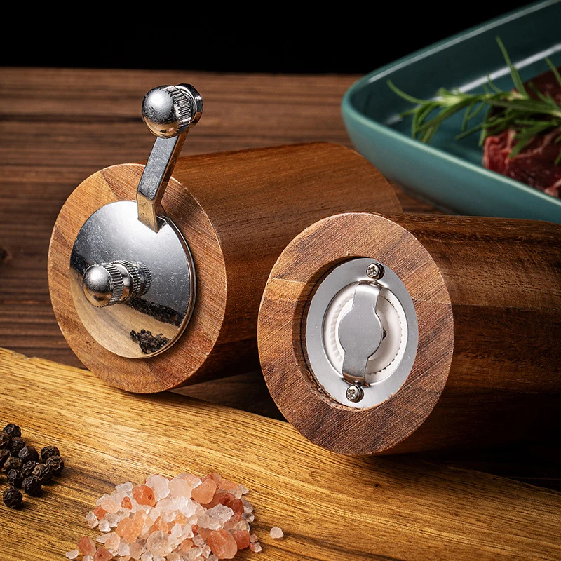 Hand Cranked Pepper Grinder Solid Wood Manual Sichuan Black Pepper Sea Salt Grinding Bottle Fine Household Kitchen Grind
