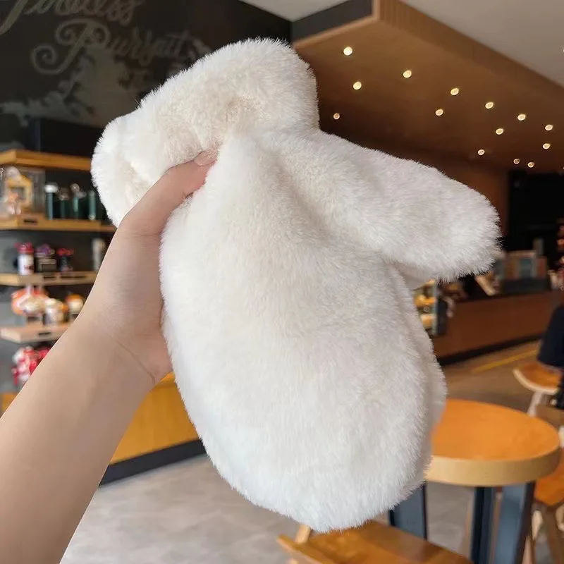 Guanto autunno inverno donna carino adorabile dolce morbido solido peluche soffici tenere in caldo guanti protezione dal freddo guanti addensati