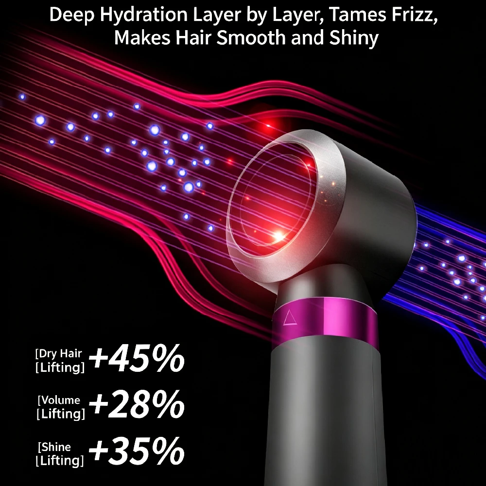 6 in 1 Hair Dryer Brush, Negative Ion Hot Air Blow Dryer Comb, Multifunctional Styler Drying Straightening Curling Volumizing