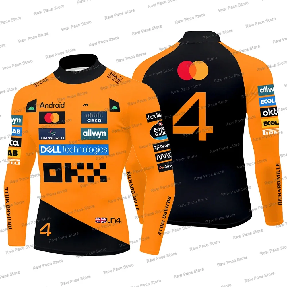 Herren Oscar Piastri 81 Mock Neck Kompressionsshirt Norris 4 Racing Fans Top Outdoor Sport Gym Schnelltrocknendes Langarm-T-Shirt