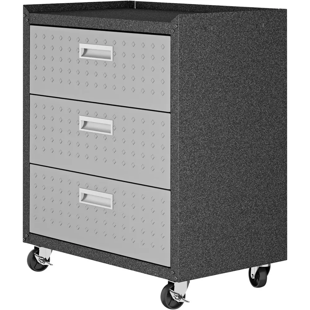 

Convenient and Durable Mobile Garage Chest for Tools and Supplies, Charcoal Gray/Silver