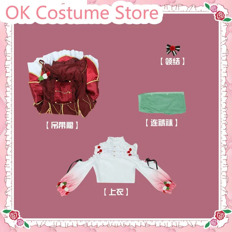 

CyAnime! Vtuber Nijisanji OBSYDIA Rosemi Lovelock Game Suit Lovely Red Dress Uniform Cosplay Costume Halloween Party Outfit
