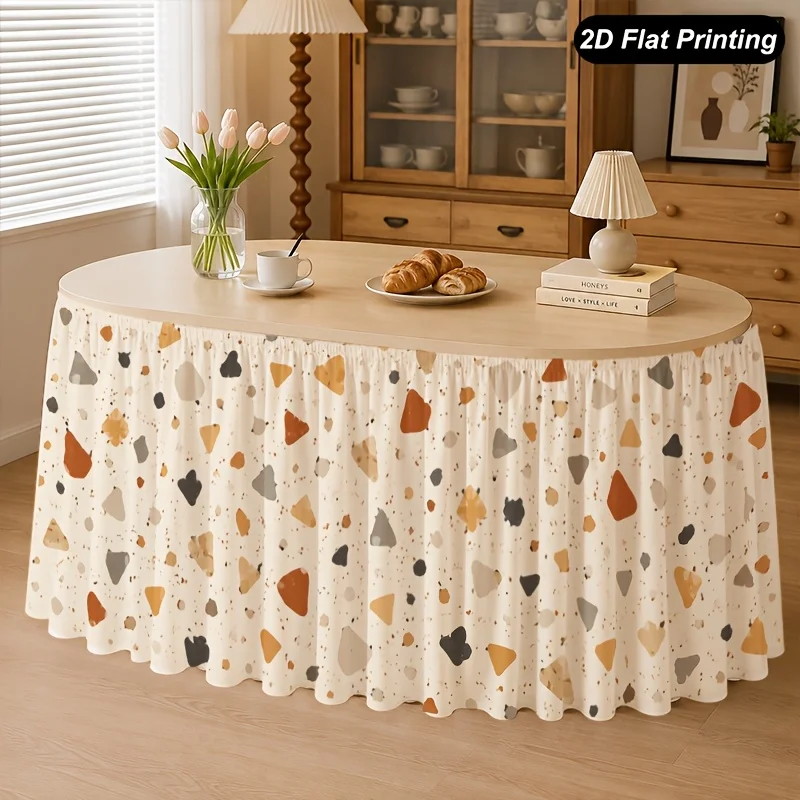 One piece of tablecloth with marble-patterned crushed stone fabric skirt, perfect for decorating the kitchen at home