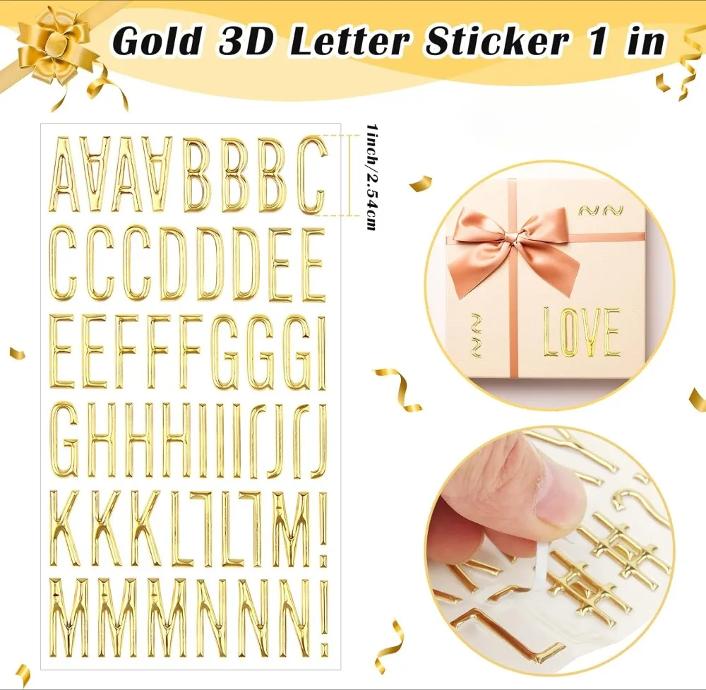 3 أوراق ثلاثية الأبعاد الذهب منتفخ أرقام الحروف ملصقات 1 بوصة الذهبي رغوة الأبجدية ملصقات الحروف DIY بها بنفسك هدية سكرابوكينغ كوب ديكور #2