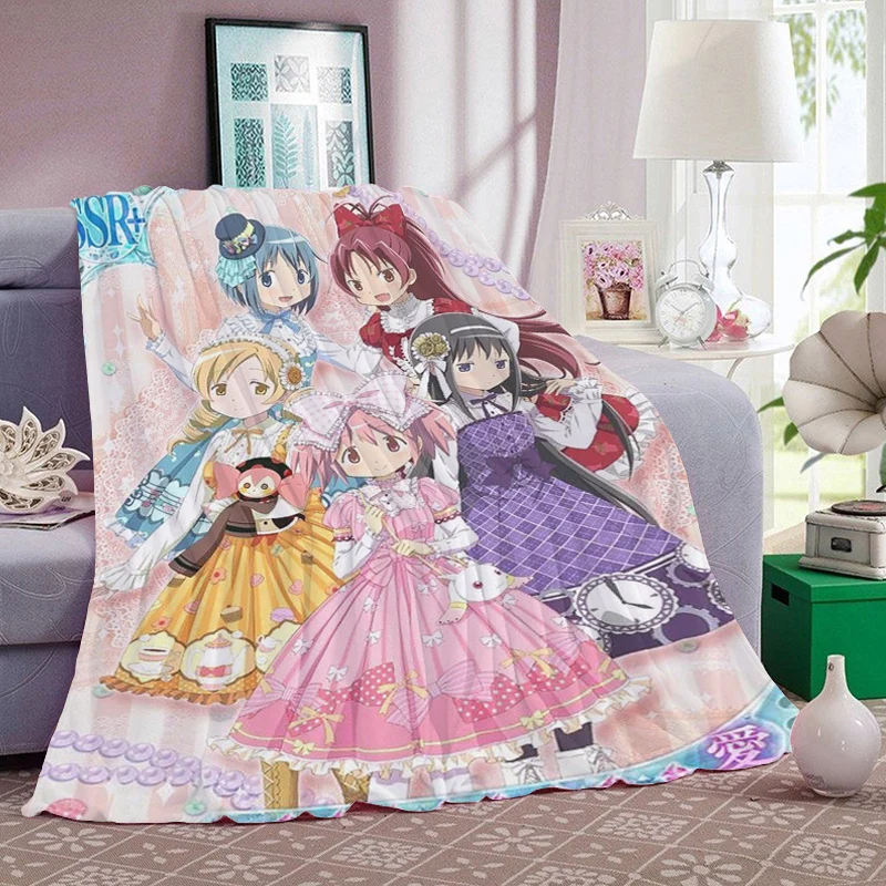 Custom Blanket Sofa Madoka Magica Warm Bed Fleece Camping Nap Fluffy Soft Blankets for Winter King Size Microfiber Bedding