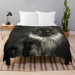 Silver Maine Coon Cat Portrait Throw Blanket Weighted Baby Vintage blankets ands Blankets