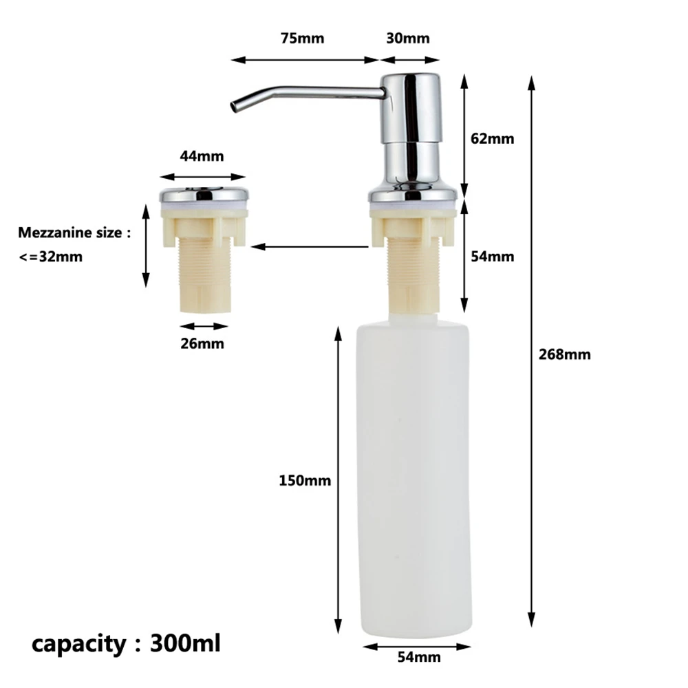 Dispenser di sapone per lavello Dispenser di detersivo da cucina Dispenser di liquido montato su lavello Testa della pompa Nero Argento Oro per il lavaggio dei piatti