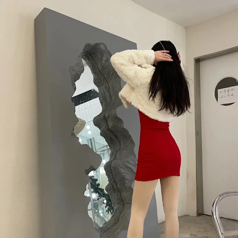 Floor Minimalist Mirror Wall Modern Cloud Funky Mirror Cosmetics European Simple Glasses Espelhos Home Products