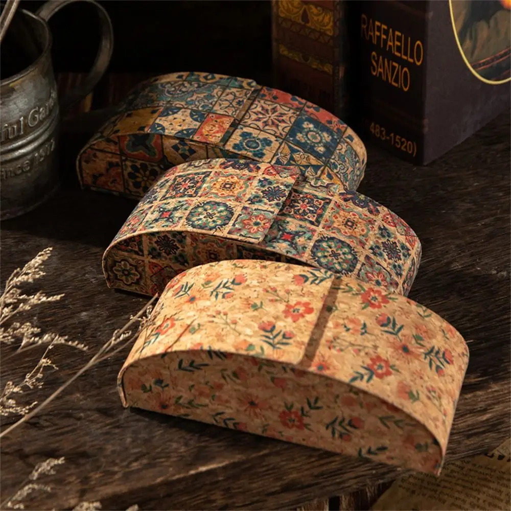Trendy Hard Shell Glasses Case Cork Mural Pressure-Resistant Sunglasses Case Portable Retro Print Storage Box for Women Men - view 3