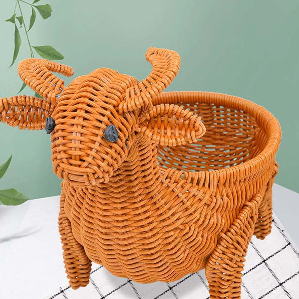 

Rattan Animal Shaped Basket H made Woven Snack Container Bread Fruit Storage Baskets For Home Decorative Household