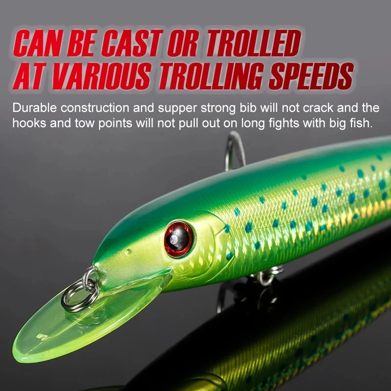 

Noeby 3Pcs 18cm 48g Floating Trolling Minnow Lure 3m Diving Depth Hard Bait Saltwater Sea Fishing Lures for Tuna GT Mackerel