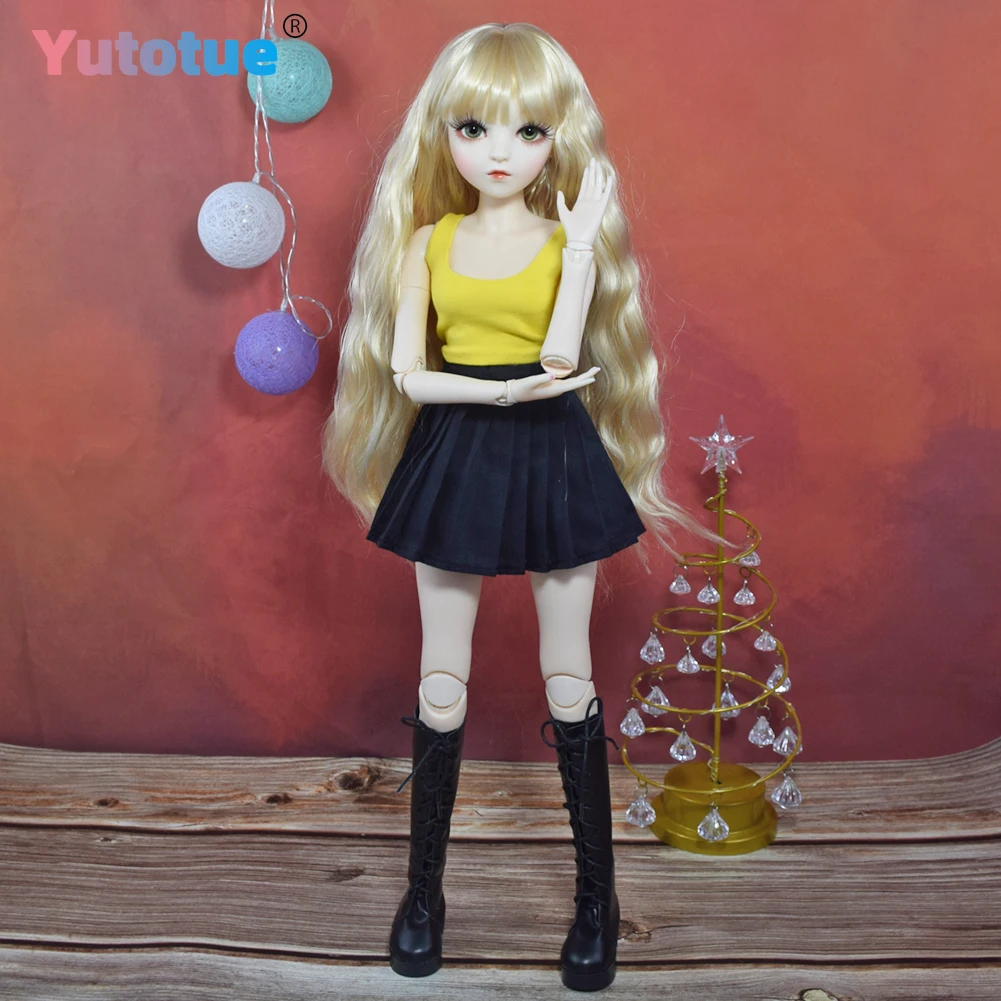 YUTOTUE 1/3 BJD Doll Toy 60cm Height Fashion Girl Doll with Removable Vest Dress Shoes Curly Wigs Lifelike