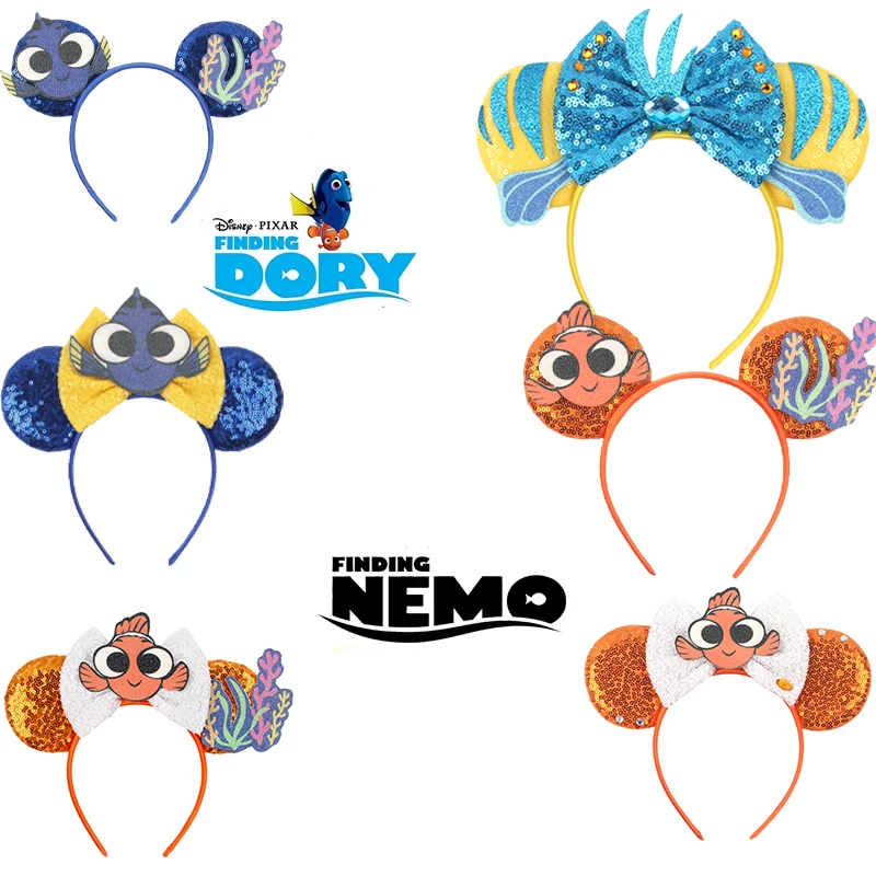 ديزني العثور على نيمو رباطات للنساء الكرتون كلوونفيش دوري هيرباند الاطفال آذان ميكي إكسسوارات الشعر فتاة مهرجان أغطية الرأس