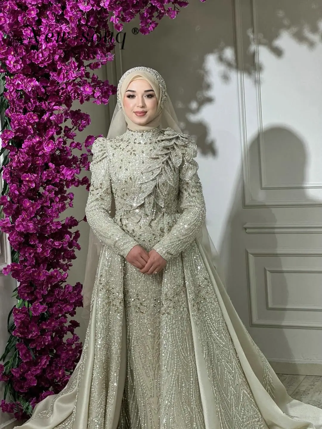 

Вечерние платья для мусульманок с вышивкой и бисером в стиле Ближнего Востока, индивидуальный пошив, блестящие хиджабы, скромные женские нарядные платья для выпускного вечера