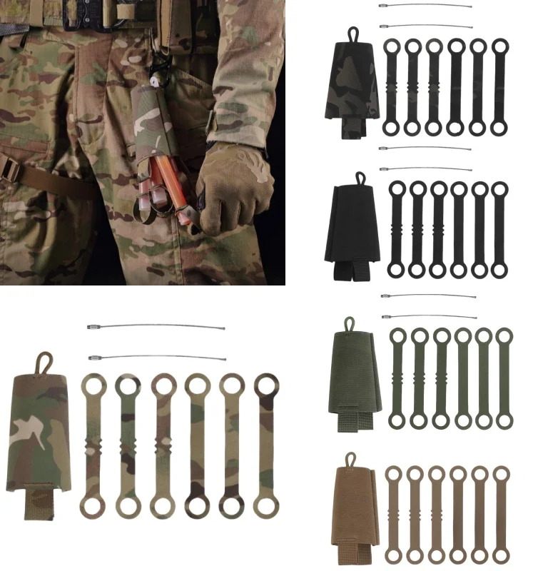 Tactical Glow Stick Holders Chem Light Storage Pouch 6 Bundle Glow Sticks Pouches Outdoor Adventure Hunting Fishing  Gear