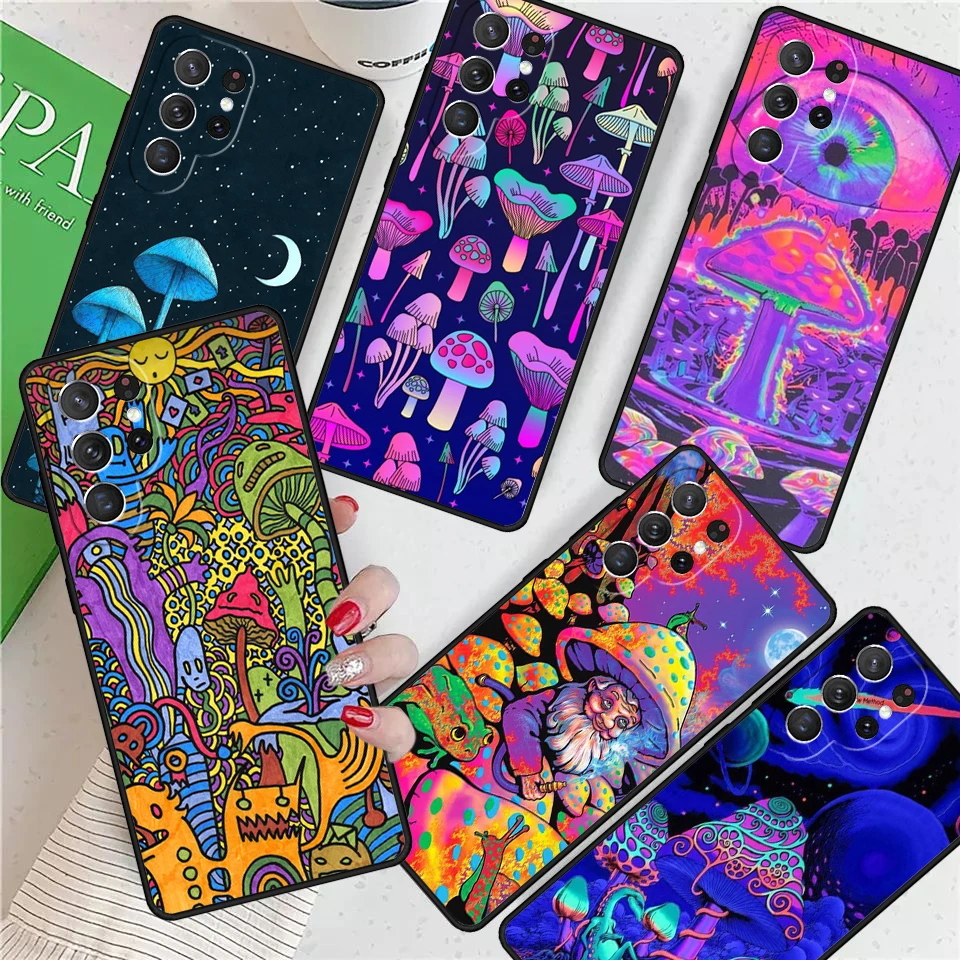 Psychedelic Mushroom Tapestry Trippy For Samsung Galaxy S24 Ultra S21 S22 S8 S9 S10 5G Note 10 20 Plus FE S23 Phone case Cover