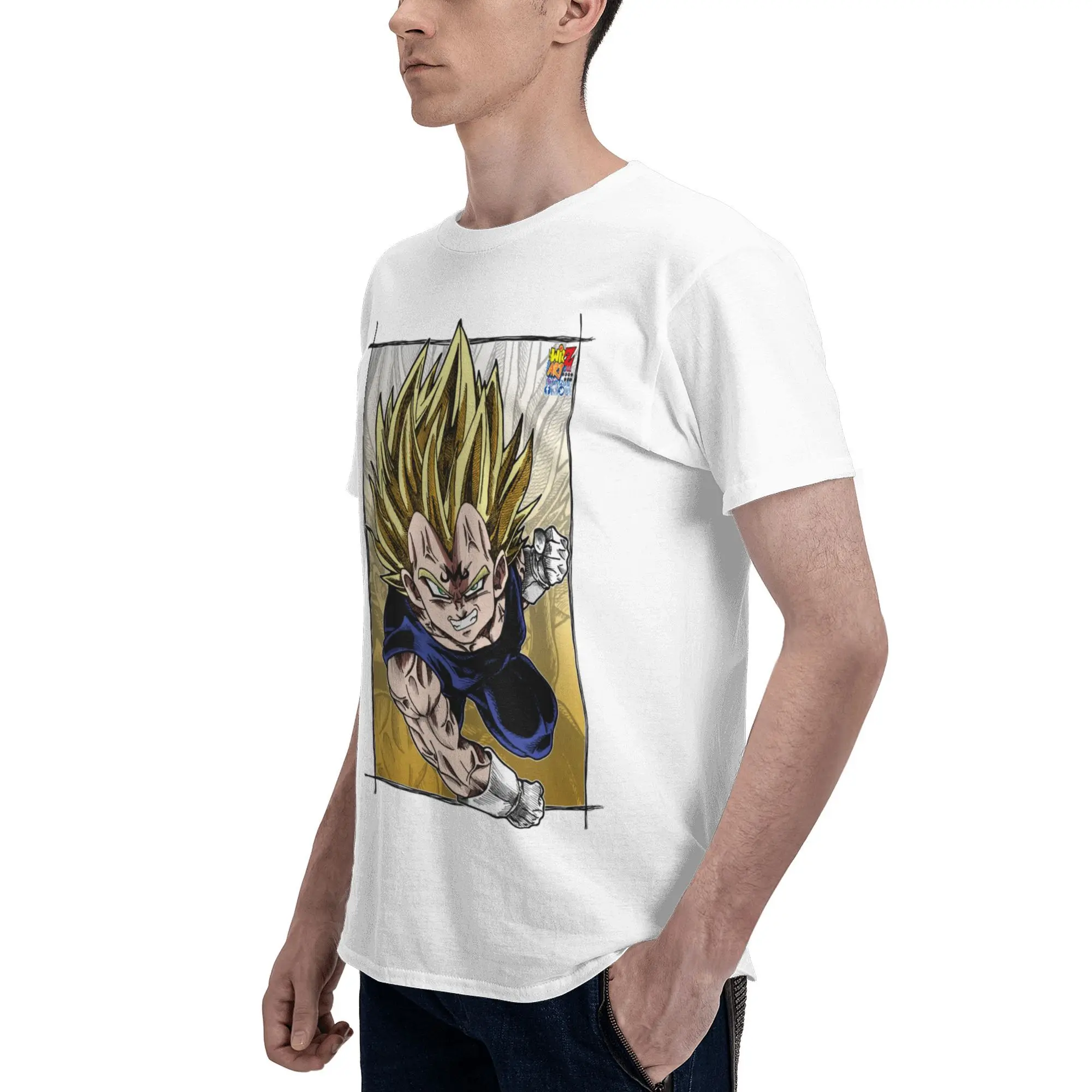 Novelty Majin Vegeta T Shirt Men's Crewneck Short Sleeve Clothes Saiyan DBZ 100%Cotton Summer Clothes image 4