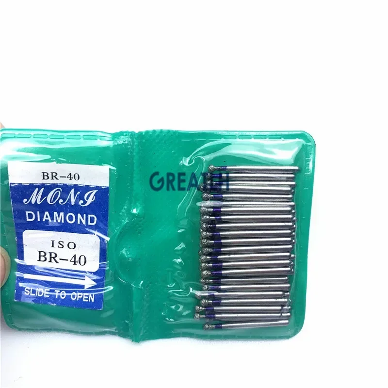 Diamante dental de alta velocidade para polimento dentário, série BR, FG, 1.6mm, 50pcs