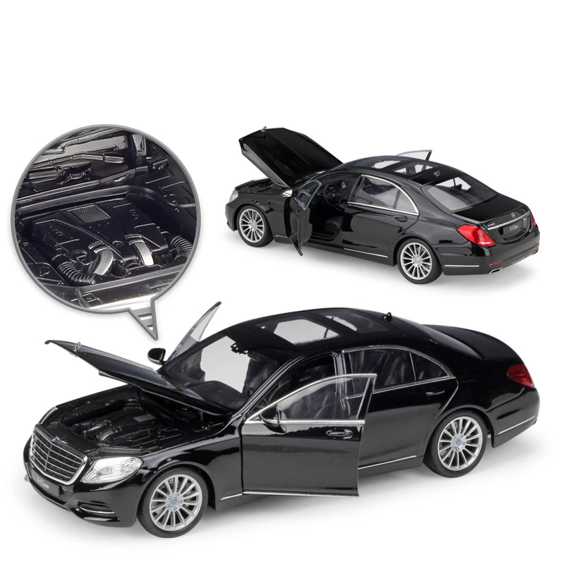 Welly-carro de miniatura com simulador em escala 1:24, benz s-class., carro de liga de metal fundido, brinquedo para crianças, coleção de carros de