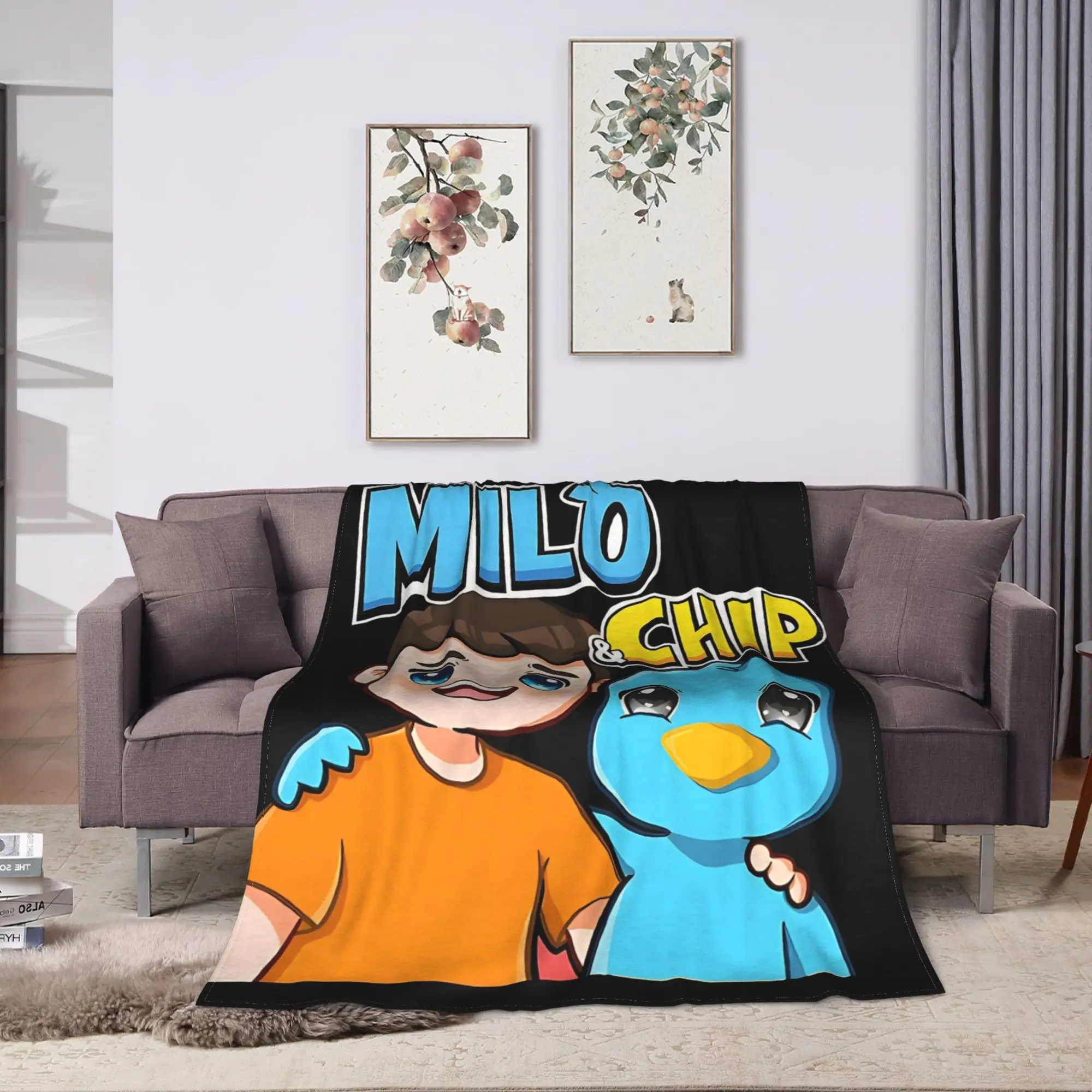 Milo And Chip Flannel Blankets  Soft Throw Blanket for Couch Chair Decorative Comfortable Bedspread Sofa Bed Cover