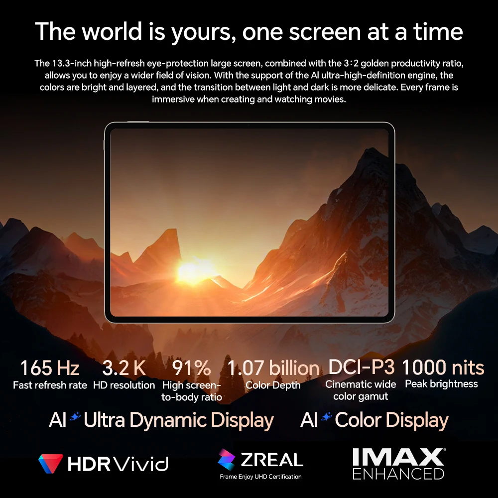 2025 New China Version HONOR MagicPad 3 13.3'' 165Hz LCD Screen Snapdragon 8 Gen 3 12450mAh Large Battery 66W SuperCharge