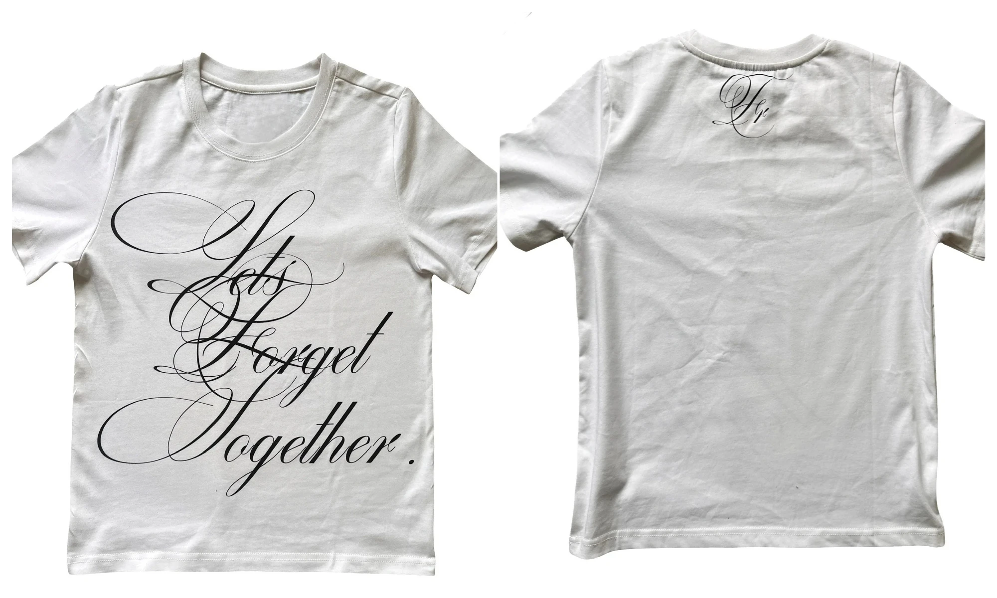 2026 Vintage Streetwear Let's Forget Together Cursive Letter Print Hip Hop Summer Short Sleeve Casual Tee Fashion Y2K Top