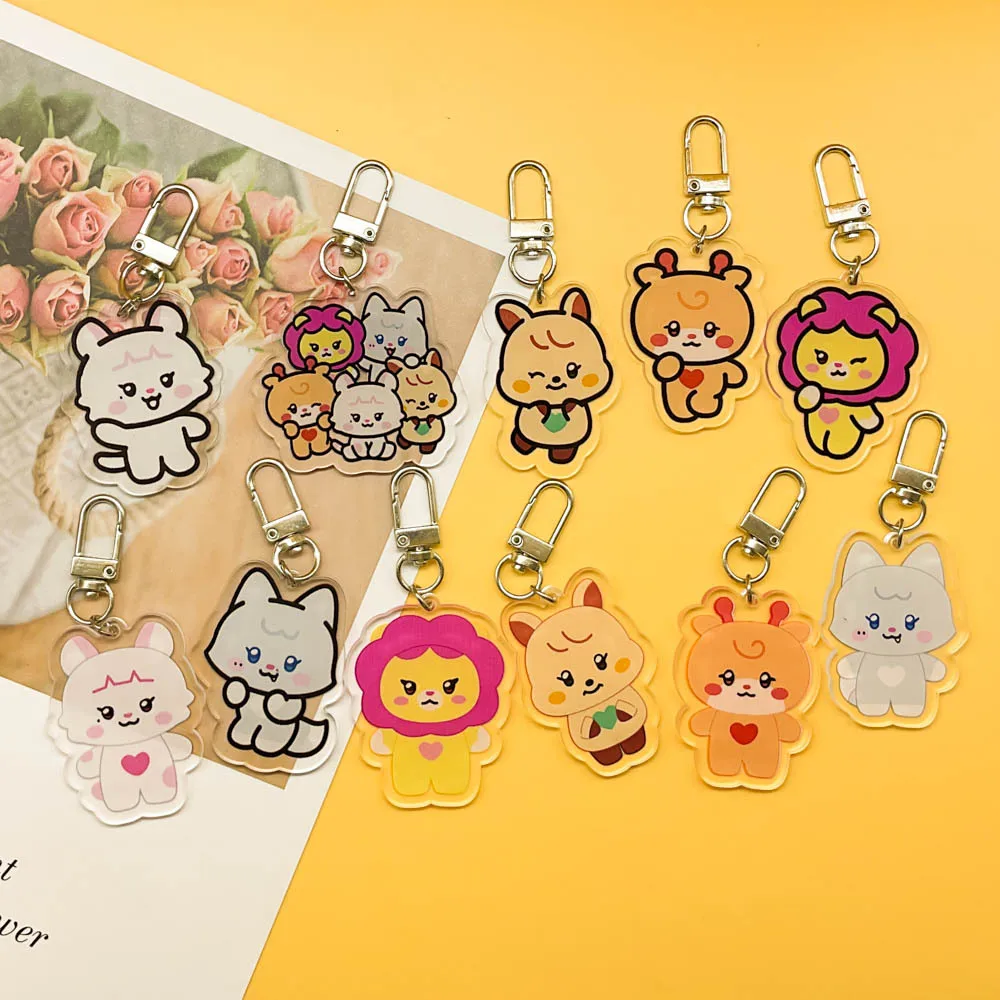 Kpop GIDLE Keychain 1pcs/Set Cartoon Cute Acrylic Pendant Double Sides Printing Backpack Accessories ShuHua Minnie YuQi Fan Gift