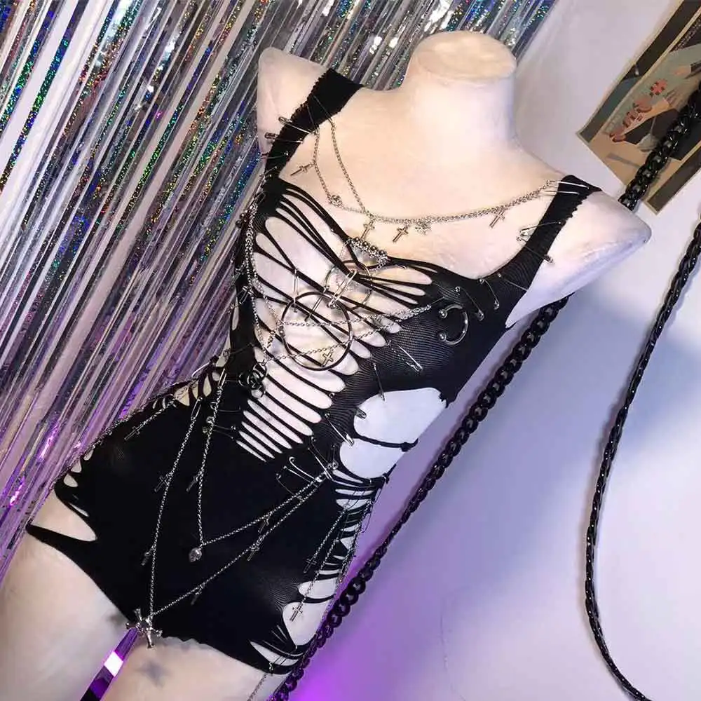 

Эко ручная работа DIY Череп 90-х годов Harajuku Pin Fashion Revival Teen Y2K TOPS Панк-рок Цепь Kawaii E-Girls Гранж Эмо Готика Гот