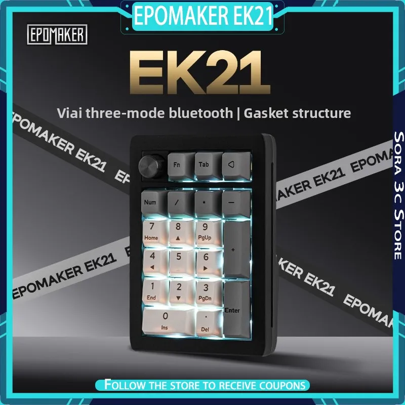 

EPOMAKER EK21 Мини-механическая прокладка для клавиатуры с возможностью горячей замены RGB с многофункциональными ручками Индивидуальная игровая офисная клавиатура