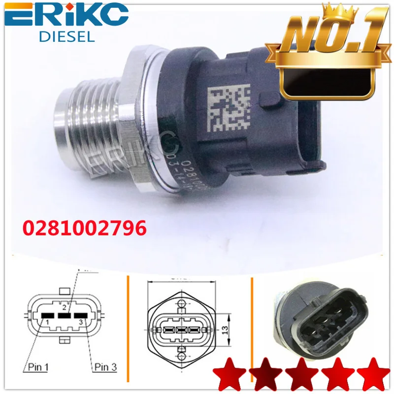 ERIKC Original Top Quality 0281002796 0281002908 0281002921 Common Rail Pressure Sensor 0281006086 0281002652 0281006364