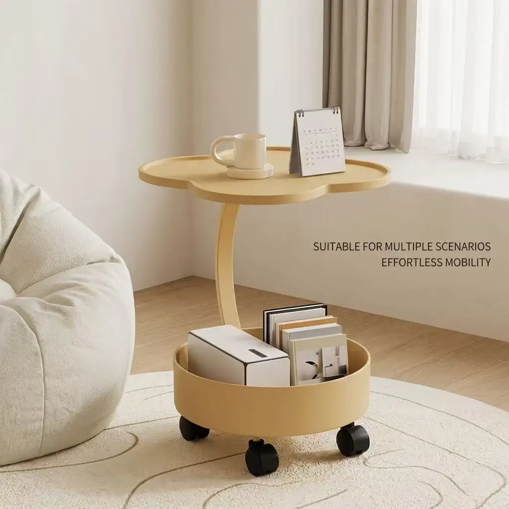 Ins Style 2-Tier Flower Shape Coffee Side Table Living Room Storage Sofa Corner Table Bedroom Nightstand Small Space Furniture
