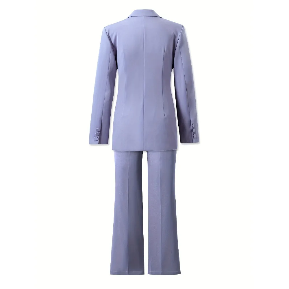 طقم بدلة نسائية أنيقة مصممة خصيصًا مع تصميم محفور الخصر، بما في ذلك معطف وبنطلون