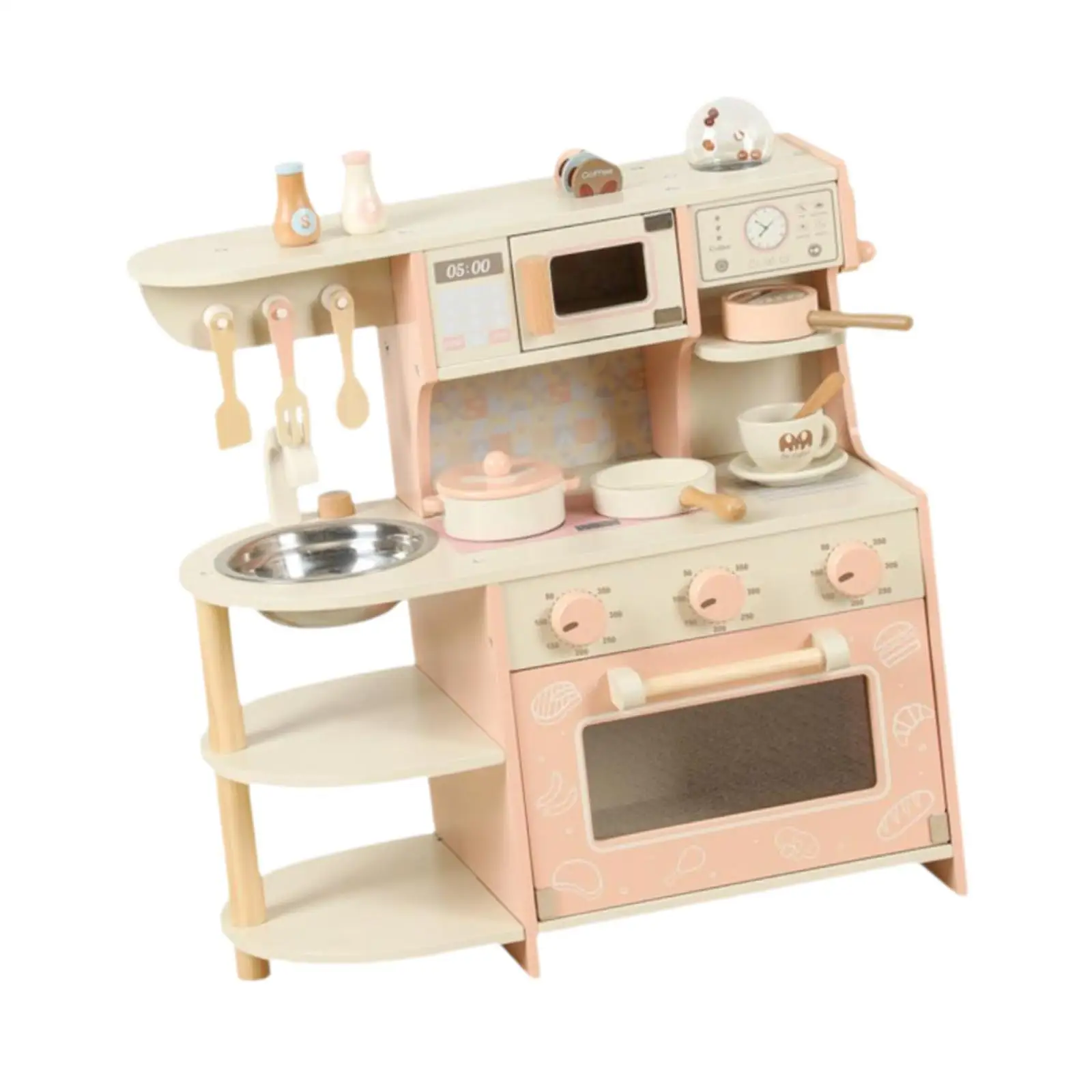 Wooden Kitchen Set,Play Kitchen,Developmental Pretend Chef Cooking Toy Kitchen Accessories for Boys Girls Birthday Gifts