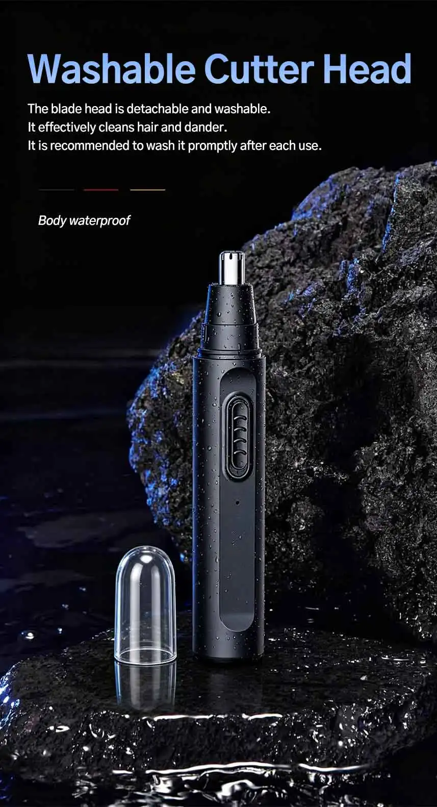 Rasoio elettrico per naso e orecchie rifinitore viso lavabile_voghion.com