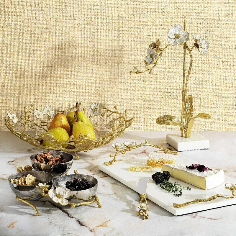 황금 은행나무 열매 접시 금속 창의적인 간식 접시 수제 고급스러움