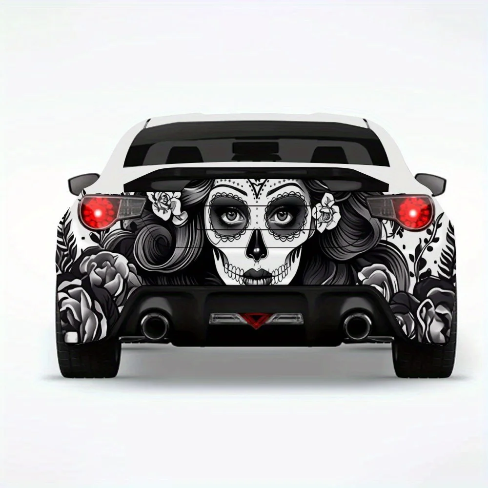

A cool girl skeleton, Car Rear Decals Stickers, PVC Waterproof Vinyl Decals for Trucks, SUVs, Cars, Self-Adhesive Scratch-Resist