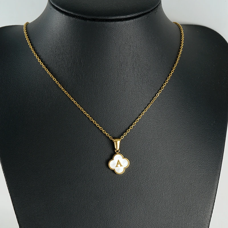 قلادة صدفة البرسيم من الفولاذ المقاوم للصدأ للنساء ، سلسلة الترقوة ، هدية الذكرى السنوية ، قلادة إنز ، مجوهرات الموضة #6