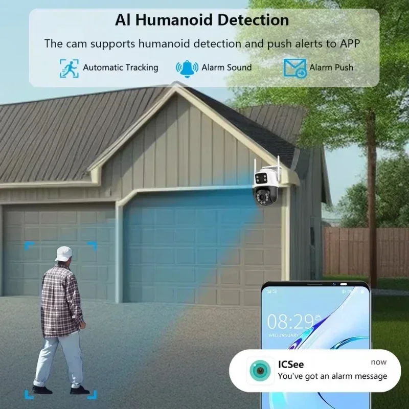 4K 8MP Dual Lens Wifi Überwachungskamera AI Human Detect ONVIF Wireless Outdoor Sicherheit PTZ IP Kameras
