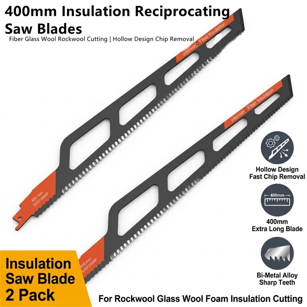 400mm Reciprocating Saw Blade Alloy Steel Sabresaw Cutter for Fiber Insulation Rock Wool Foam Polystyrene Sponge Cutting Tool