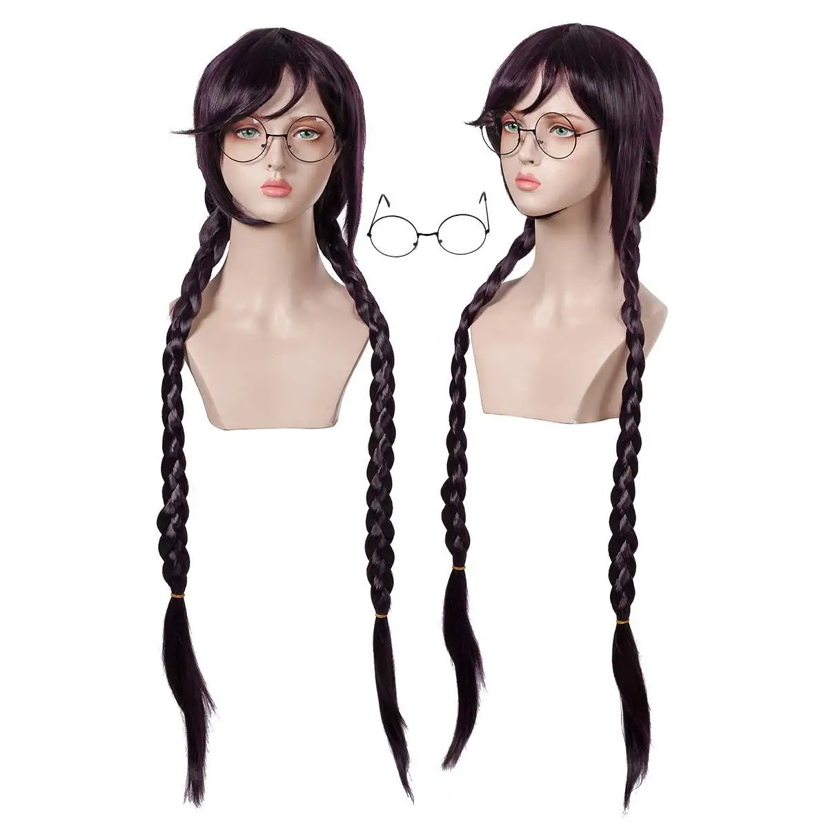 Danganronpa Touko Fukawa Toko Dark Purple Braids Wig Cosplay Costume Dangan Ronpa Heat Resistant Synthetic Hair+cap wig